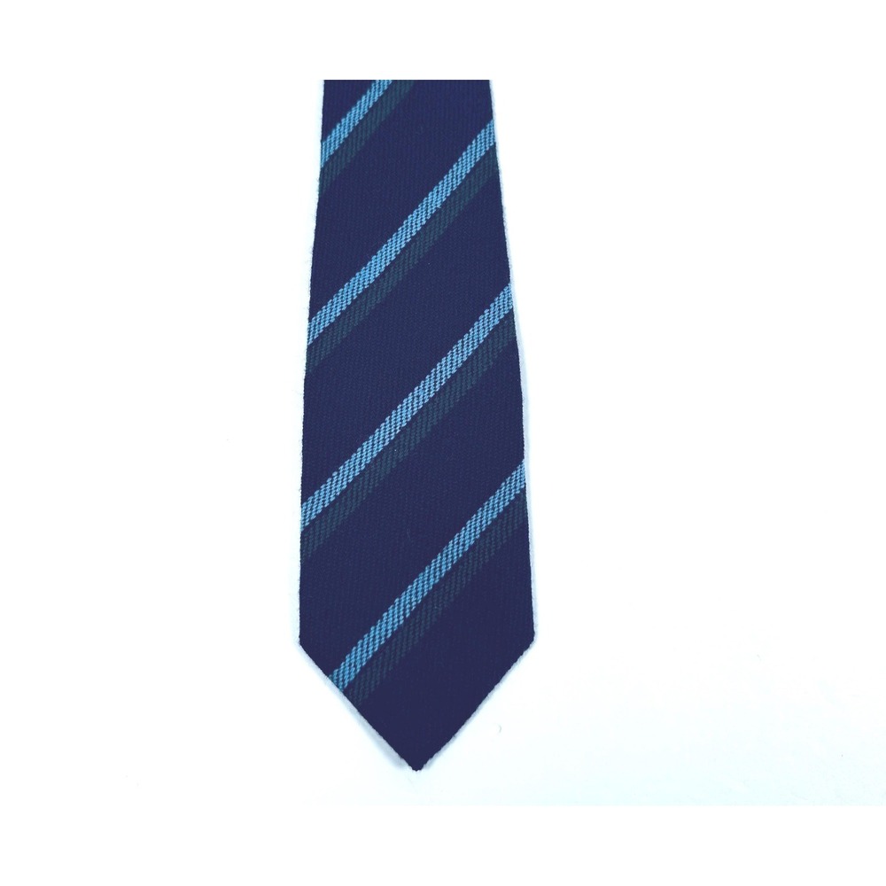 Basil Elliot Wool Knit Tie Mens Blue Green Striped Scotland Regimental Preppy